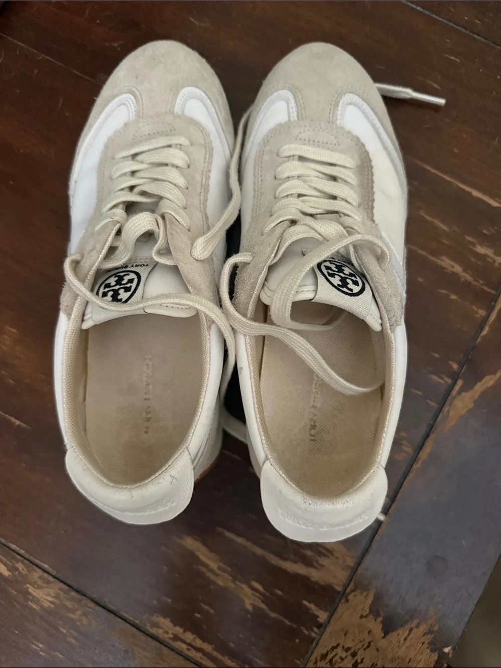 Tory Burch Neutral Suede & Leather Sneakers - Cream/White